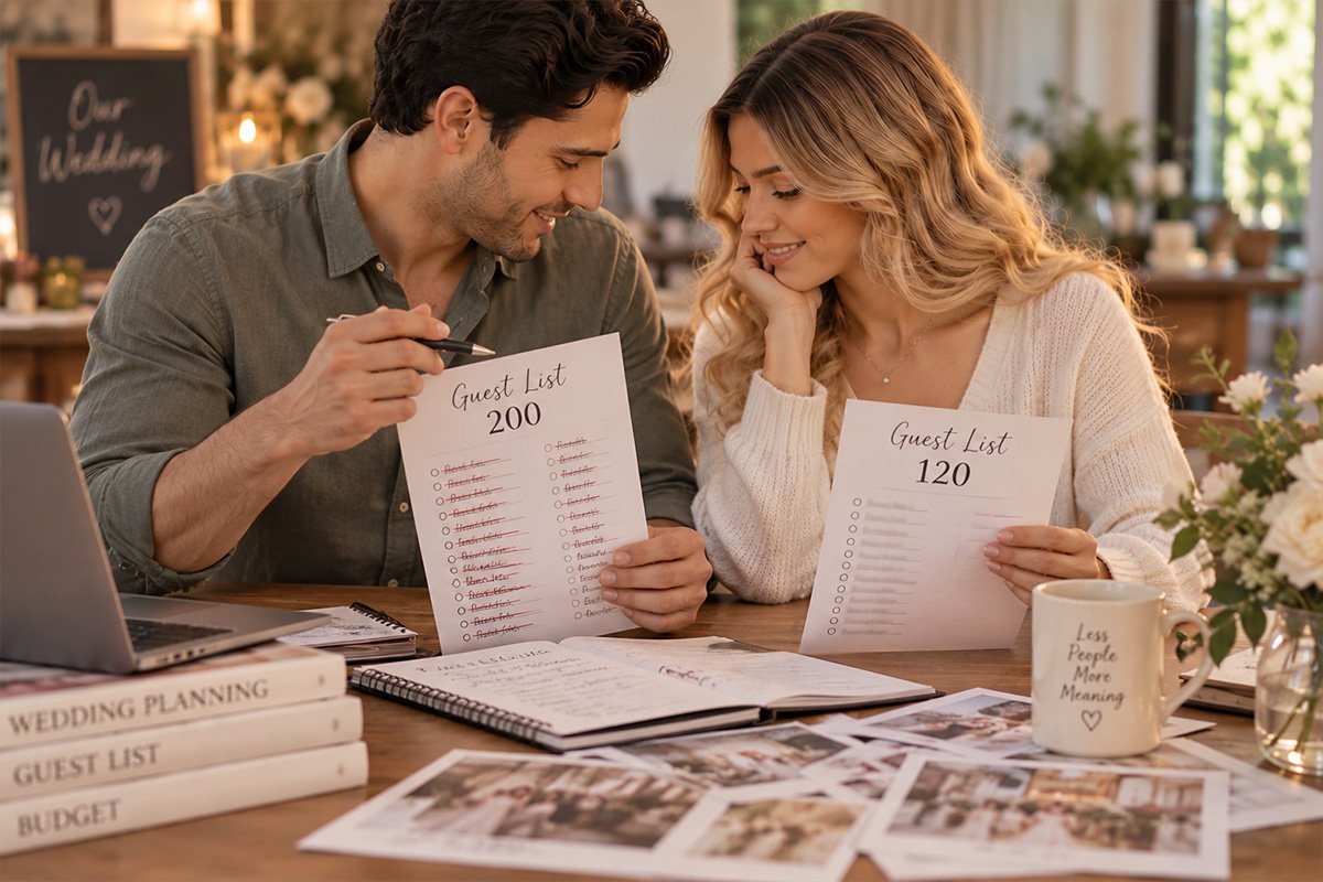 A guest list spread across the kitchen table